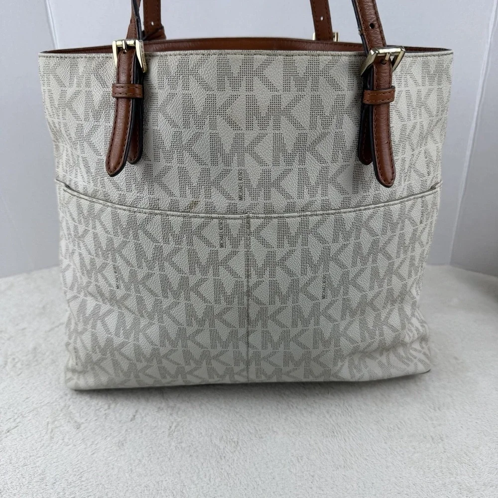 MICHAEL‎ KORS Bedford Large Pocket Vanilla Tote Bag Logo 30S0GBFT3B